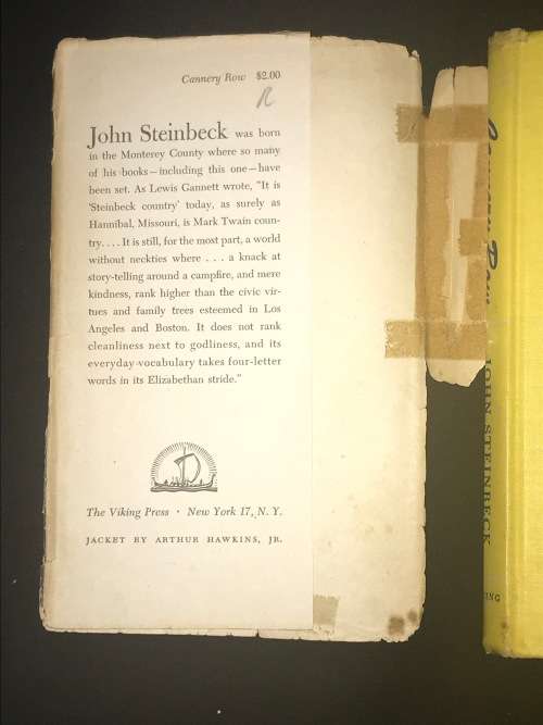 CANNERY ROW BY JOHN STEINBECK 1945 1ST USA EDITION