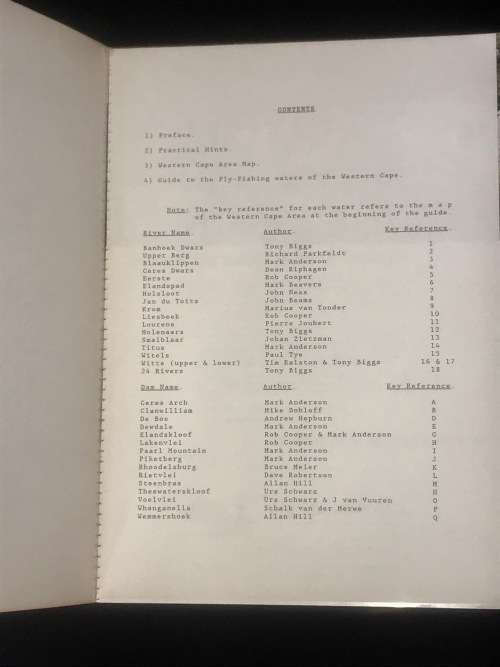 SOME FLY FISHING WATERS OF THE CAPE - CAPE PISCATORIAL SOCIETY 1989