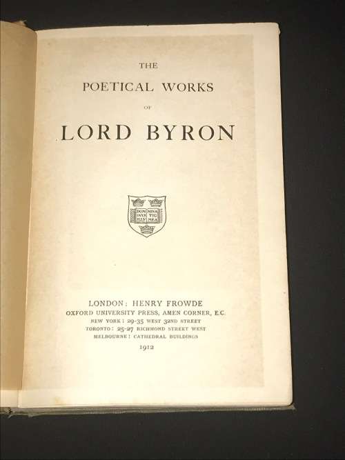 THE POETICAL WORKS OF LORD BYRON 1912