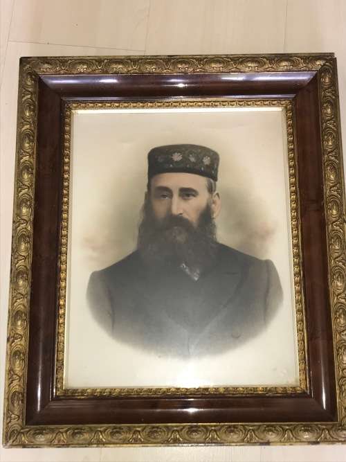 ANTIQUE JEWISH COUPLE COLOURED PHOTO PORTRAITS