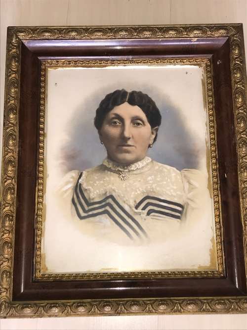 ANTIQUE JEWISH COUPLE COLOURED PHOTO PORTRAITS