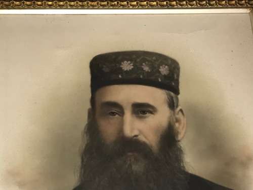 ANTIQUE JEWISH COUPLE COLOURED PHOTO PORTRAITS