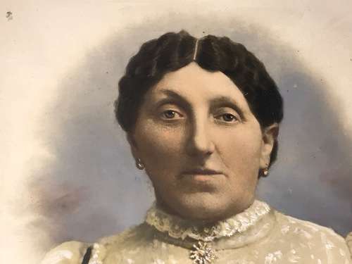 ANTIQUE JEWISH COUPLE COLOURED PHOTO PORTRAITS