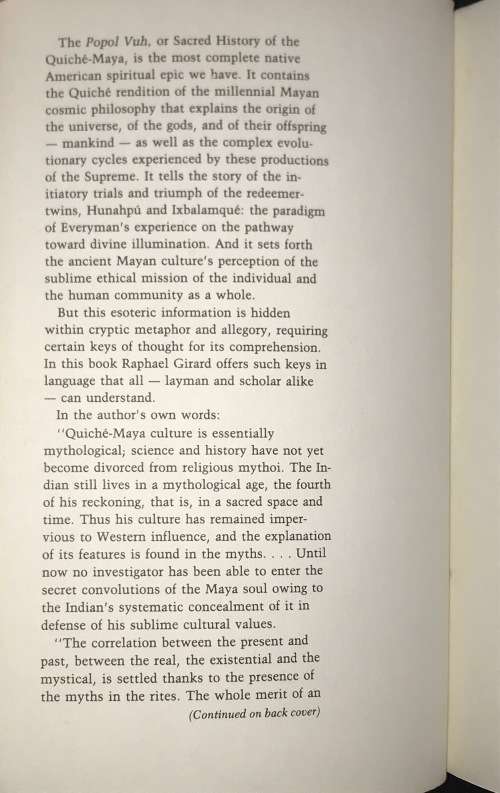 ESOTERICISM OF POPL VUH THE SACRED HISTORY OF THE QUICHE-MAYA BY RAPHAEL GIRAD
