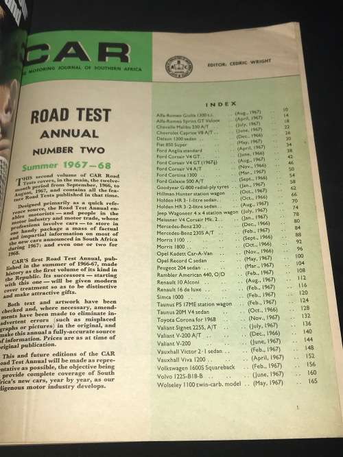 CAR MAGAZINE 40 ROAD TESTS NUMBER 2 SUMMER 1967/1968