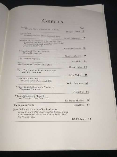 NUMISMATIC ESSAS BY MEMBERS OF THE SOUTH AFRICAN NUMISMATIC SOCIETY 1986