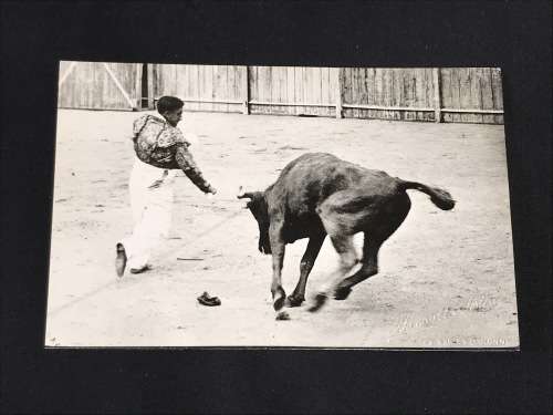 VINTAGE POSTCARD BULLFIGHTING LES SABLES D'OLONNE FRANCE