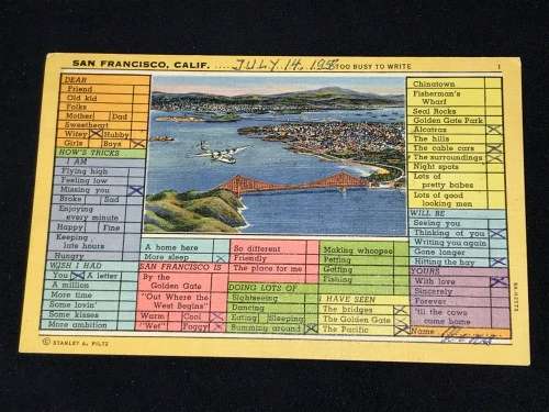 VINTAGE POSTCARD SAN FRANCISCO USA