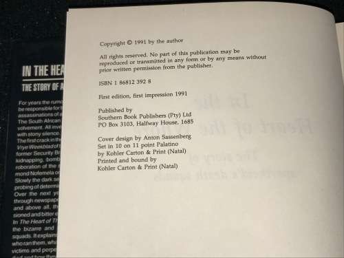 IN THE HEART OF THE WH*RE THE STORIES OF APARTHEID`S DEATH SQUADS BY JACQUES PAUW 1ST EDITION