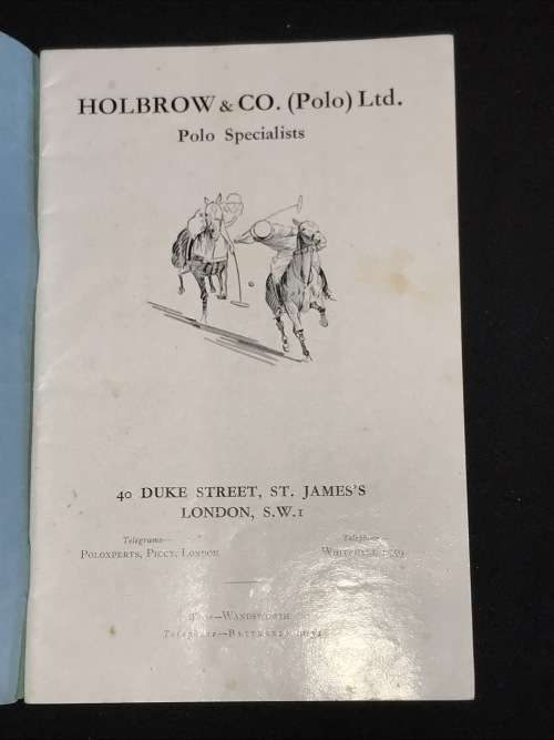 HOLBROW & CO POLO SPECIALISTS CATALOGUE RARE
