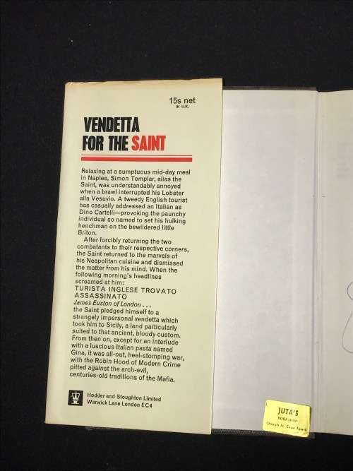 VENDETTA FOR THE SAINT BY LESLIE CHARTERIS 1ST UK EDITION