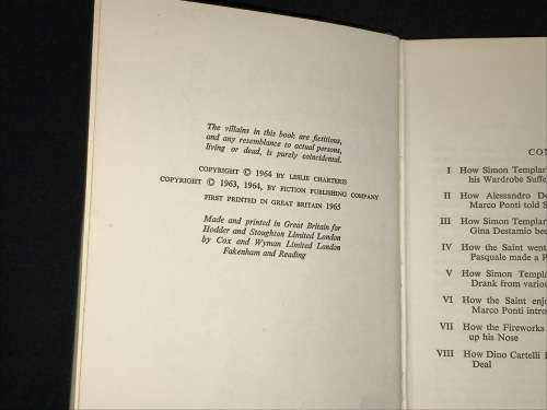 VENDETTA FOR THE SAINT BY LESLIE CHARTERIS 1ST UK EDITION