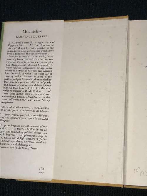 MOUNT OLIVE A NOVEL BY LAWRENCE DURRELL