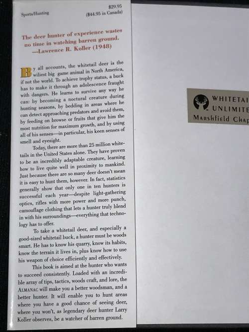 THE WHITETAIL DEAR HUNTER`S ALMANAC BY JOHN WEISS