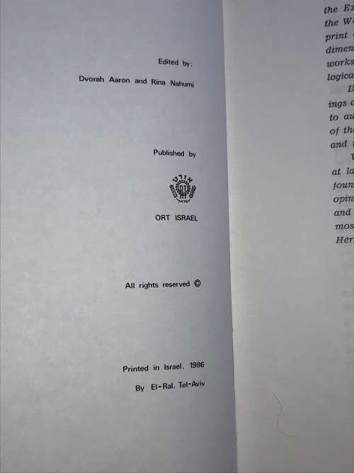 ORT - A TRANSFORMATION IN JEWISH LIFE BY CHAIM HERZOG SIGNED