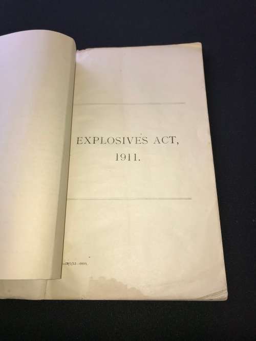 EXPLOSIVES ACT 1911 UNION OF SOUTH AFRICA AND 1932 MEMO RELATING TO CARRIAGE OF DANGEROUS GOODS