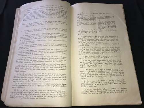 EXPLOSIVES ACT 1911 UNION OF SOUTH AFRICA AND 1932 MEMO RELATING TO CARRIAGE OF DANGEROUS GOODS