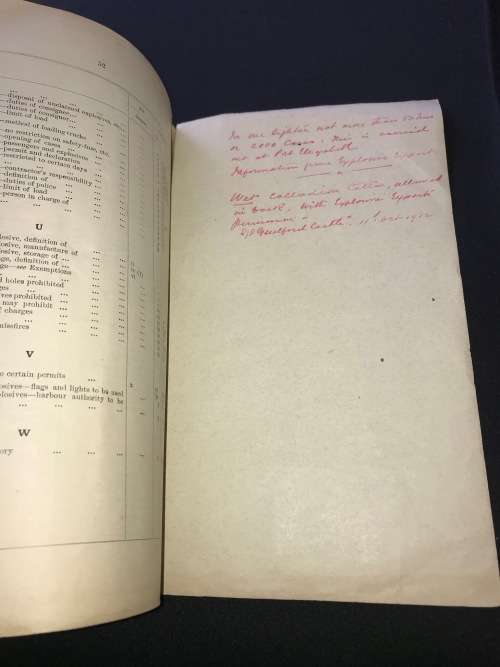 EXPLOSIVES ACT 1911 UNION OF SOUTH AFRICA AND 1932 MEMO RELATING TO CARRIAGE OF DANGEROUS GOODS