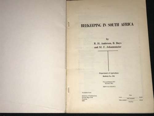 BEEKEEPING IN SOUTH AFRICA BY R.H. ANDERSON , B BUYS AND M.F. JOHANNSMEIER