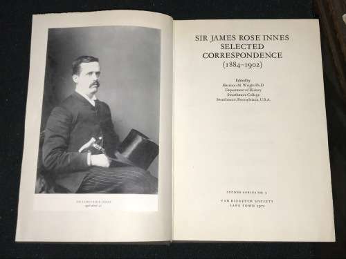 VRS/VRV #3 SECOND SERIES 1972 SIR JAMES ROSE SELECTED CORRESPONDENCE 1884 - 1902
