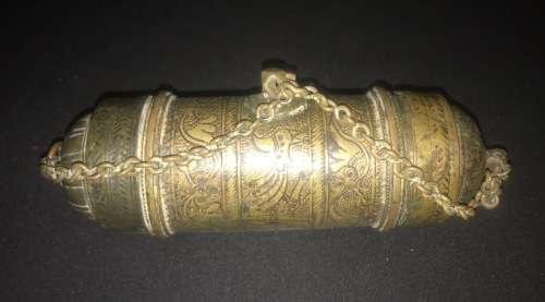 ANTIQUE INDIAN BRONZE BETEL NUT & LIME HOLDER