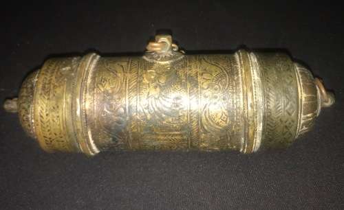 ANTIQUE INDIAN BRONZE BETEL NUT & LIME HOLDER