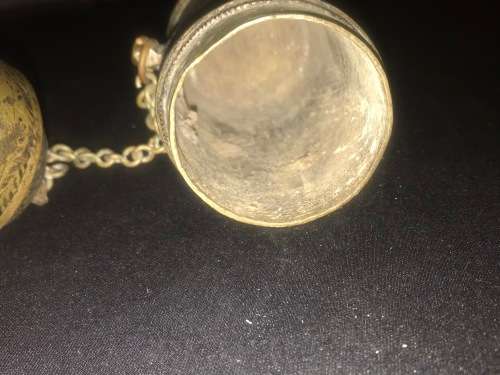 ANTIQUE INDIAN BRONZE BETEL NUT & LIME HOLDER