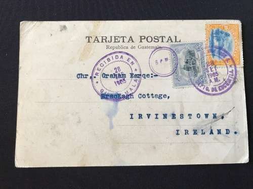 ANTIQUE PHOTO POSTCARD GUATEMALA TO IRELAND 1905