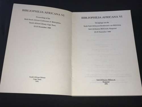 BIBLIOPHILIA AFRICANA VI 22-25 NOVEMBER