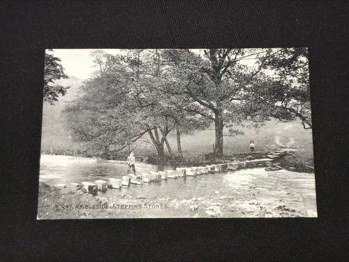 ANTIQUE PHOTO POSTCARD OF AMBLESIDE STEPPING STONES ENGLAND