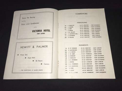 PORT ALFRED RIVER CLUB BLUE RIBBAND TROPHY RACES SOUVENIR PROGRAMME 27 DEC 1965