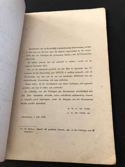 1878 CATALOGUS DER BIBLIOTHEEK VAN HET KONINKLIJK OUDHEIDKUNDIG GENOOTSCHAP TE AMSTERDAM