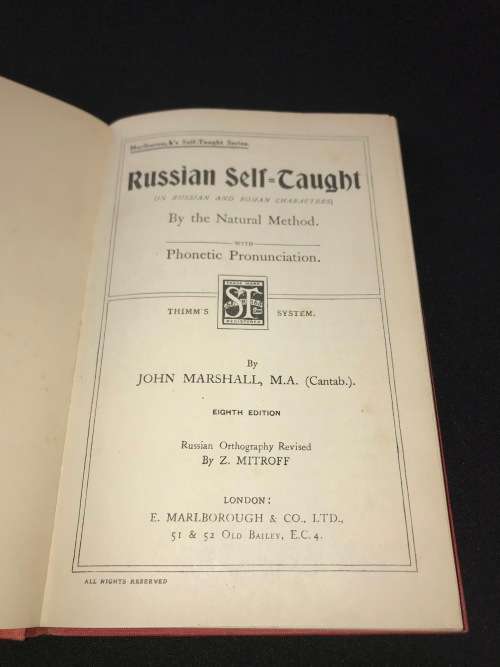 RUSSIAN SELF-TAUGHT BY NATURAL METHOD WITH PHONETIC PRONUNCIATION 1931