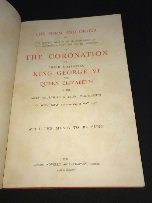THE CORONATION KING GEORGE & QUEEN ELIZABETH - THE FORM AND ORDER OF THE SERVICE