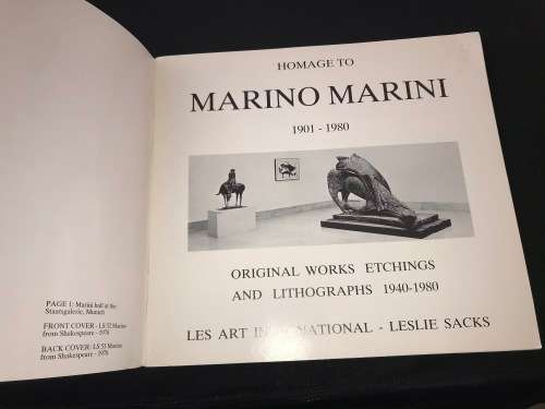 HOMAGE TO MARINO MARINI 1901-1980 LES ART INTERNATIONAL JHB