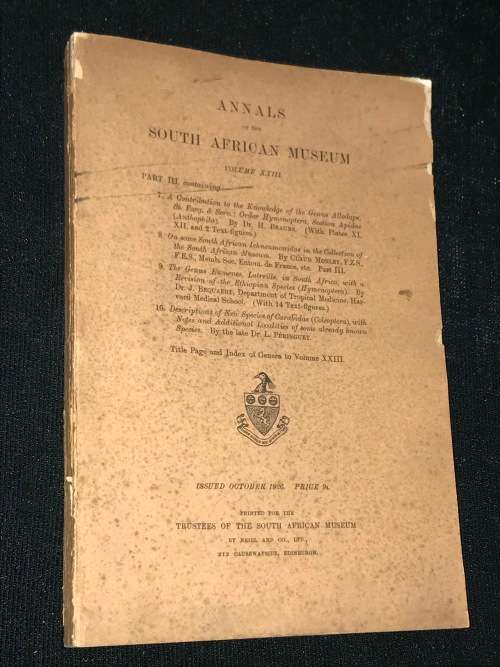 ANNALS OF THE SA MUSEUM VOLUME XXIII OCT 1926