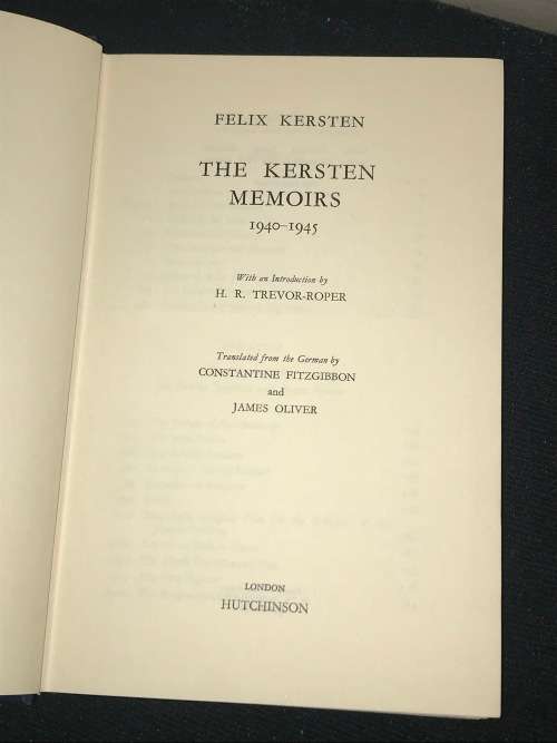 THE KERSTEN MEMOIRS BY FELIX KERSTEN 1940 - 1945