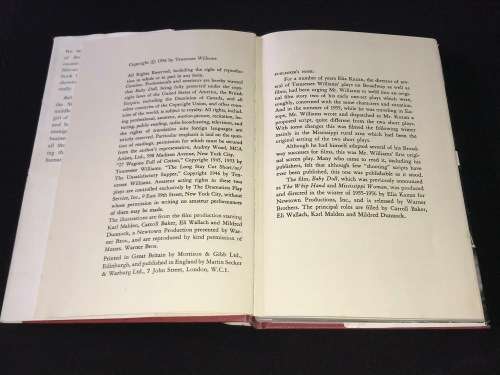 BABY DOLL BY TENNESSEE WILLIAMS 1ST UK EDITION 1957
