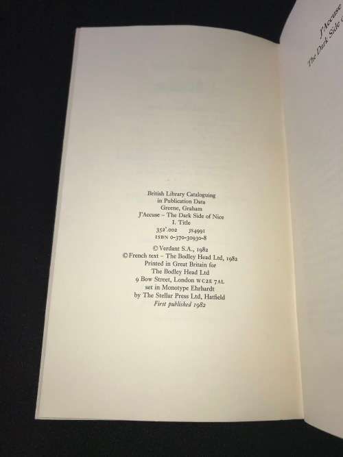 J`ACCUSE BY GRAHAM GREENE 1ST EDITION