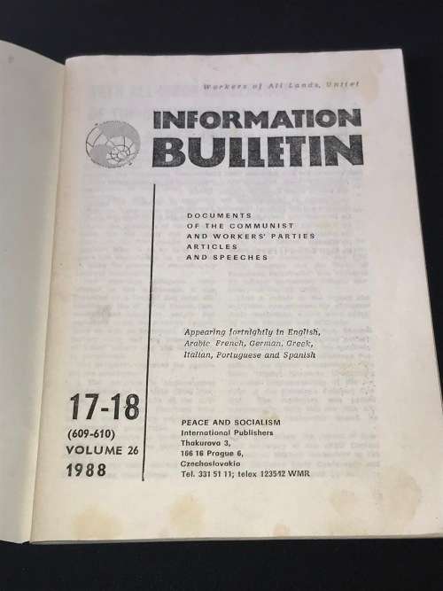 INFORMATION BULLETIN - 19TH ALL UNION CONFERENCE OF THE COMMUNIST PARTY OF THE SOVIET UNION 1988