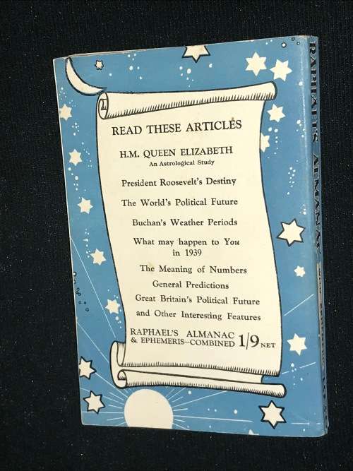 RAPHAEL`S ALMANAC PROPHETIC MESSENGER AND WEATHER GUIDE 1939
