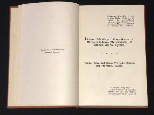THE WISDOM OF THE TONGA-SHANGAAN PEOPLE BY HENRY PHILLIPPE JUNOD AND ALEXANDRE A. JAQUES 1935 SCARCE