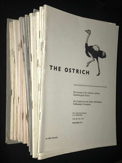 OSTRICH JOURNALS OF THE SOUTH AFRICAN ORNITHOLOGICAL SOCIETY - 30 JOURNALS
