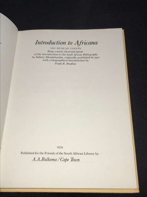 INTRODUCTION TO AFRICANA BY IAN D. COLVIN