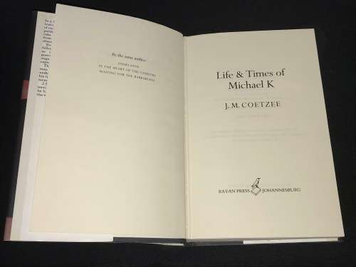 LIFE & TIMES OF MICHAEL K BY J.M. COETZEE 1ST EDITION