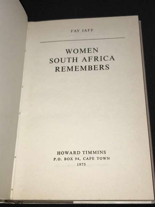 WOMEN SOUTH AFRICA REMEMBERS BY FAY JAFF