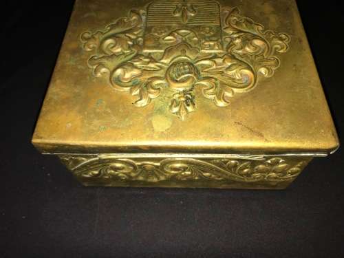 ANTIQUE BRASS CIGAR BOX