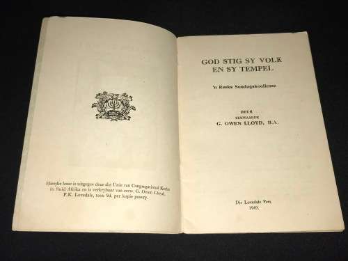 GOD STIG SY VOLK EN SY TEMPEL - LOVEDALE PRESS 1949