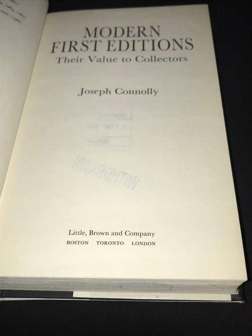 MODERN FIRST EDITIONS THEIR VALUE TO COLLECTORS BY JOSEPH CONNOLLY