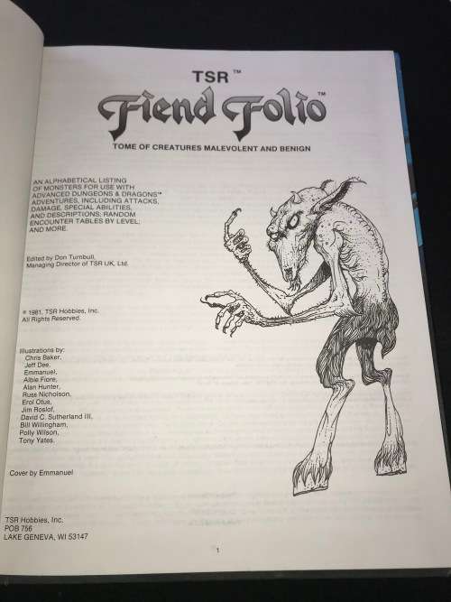 DUNGEONS & DRAGONS TSR FIEND FOLIO TOME OF CREATURES MALEVOLENT AND BENIGN